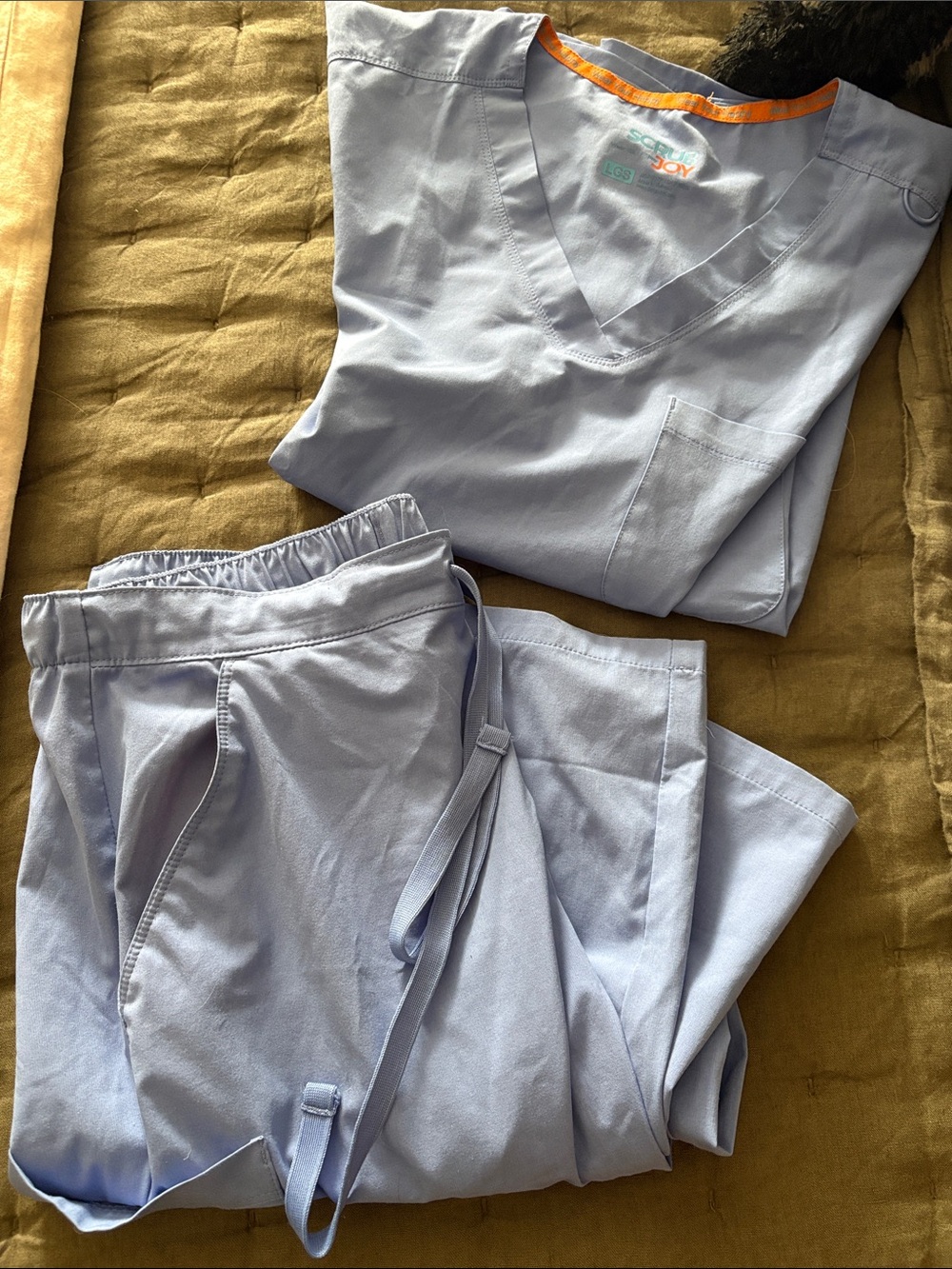 Light Blue Medical Scrub Top & Pants Set